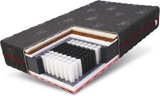 Matratze 80x200 Taschenfederkern BLACK MAX 7 Zonen H3 28 cm Kokos Latex JACQUARD