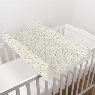 Baby Hardbase Wickelauflage/Top Changer 70x50 cm passend für 120x60 cm Babybett Unisex Keilabrollwindel Neugeborenes Baby wasserdichte Wickelauflage mit erhöhten Kanten (Punkte)