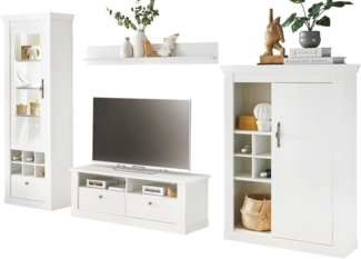 Wohnwand Fiastra in weiß Pinie Landhaus 327 cm