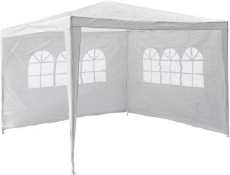 Nexos GM36090 PE-Pavillon Partyzelt mit 2 Seitenteilen für Garten Terrasse Markt Camping Festival als Unterstand und Plane, wasserdicht 3 x 3 m weiß