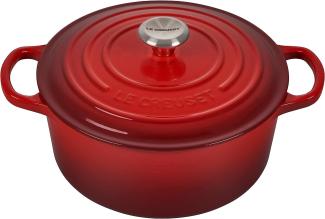 Le Creuset Signature Gusseisen-Bräter mit Deckel, Für alle Herdarten und Induktion geeignet, Rund, Kirschrot, 22,0 cm, 3.3