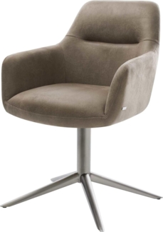 Drehstuhl Pejo-Flex Mikrofaser Taupe Vintage Fußkreuz Graphit 360° drehbar Wippfunktion Taschenfederkern