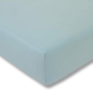 ESTELLA Spannbetttuch Zwirnjersey | Azur | 100x200 cm | passend für Matratzen 90-120 cm (Breite) x 200-220 cm (Länge) | trocknerfest und bügelfrei | 97% Baumwolle 3% Elastan