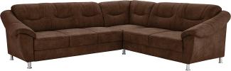 Cavadore Ecksofa Salisa mit Federkern / Polsterecke im klassischen Design / 264 x 86 x 244 / Mikrofaser Hellbraun