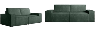 Vente-unique - Sofa 3-Sitzer & 2-Sitzer - Cord - Grün - AMELIA