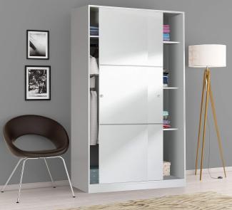 Dmora - Garderobe Waterbury, Schlafzimmer Kleiderschrank mit 2 Schiebetüren, Schrank mit 3 Einlegeböden und Kleiderstange, cm 120x50h200, Weiß