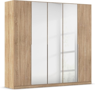 Rauch Möbel 'Alabama' Kleiderschrank mit Spiegel, 5-türig, inkl. 3 Kleiderstangen, 3 Einlegeböden, Sonoma Eiche, BxHxT 226 x 210 x 54 cm