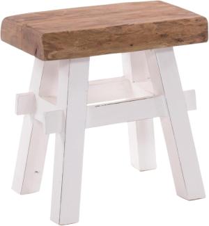 DESIGN DELIGHTS RUSTIKALER Holz HOCKER Vintage 40" | Recycling Hartholz, 43x45x27 cm (HxBxT) | Sitzhocker aus Massivholz, Schemel | Farbe: 06 weiß-Landhaus