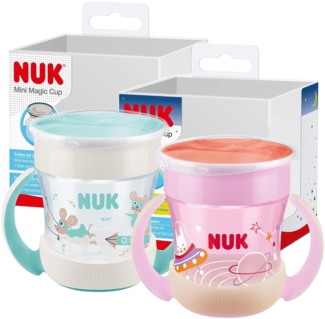 NUK Trinklernbecher NUK Mini Magic Cup GITD Rosa – Leuchtend, 2er Pack