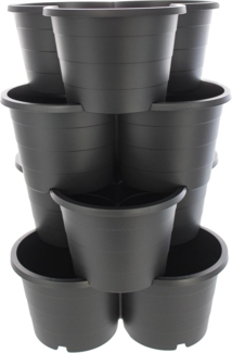 Centi Pflanzkübel Pflanzturm 4 Etagen Kartoffelturm Pflanzsäule anthrazit, Kartoffelturm, Maße: 66 x 42 x 40