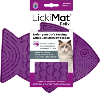 LickiMat Antischlingnapf Schleckmatte aus Naturgummi für Katzen - lila, mikrowellengeignet