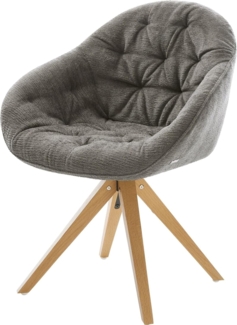 Drehstuhl Gaio-Flex Bouclé Soft Schlamm Holzgestell kantig Natur 180° drehbar