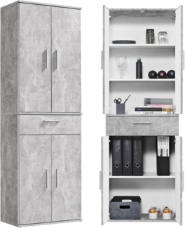 mokebo® Mehrzweckschrank 60cm Breite mit Schubladen & Einlegeböden 'Der Praktische' hoher Schubladenschrank in Grau BZW. Schwarz, großer Schrank & Hochschrank anthrazit | 60 x 180 x 34 (B/H/T in cm)