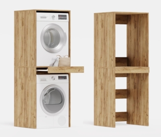 Platan Room Waschmaschinenumbauschrank Waschmaschinenschrank für Waschmaschine & Wäschetrockner Waschmaschine Trockner Schrank mit Ausziehbrett Überbauschrank