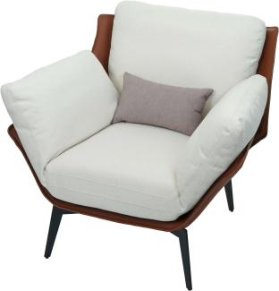 Sessel HWC-L82, Lounge-Sessel Cocktailsessel Polstersessel Relaxsessel, Kunstleder Stoff/Textil Metall ~ dunkelbraun