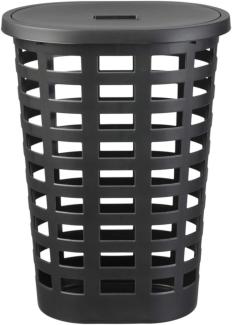 plast team Wäschesammler BOSTON, 54 Liter, oval, schwarz Material: PPC, Maße: (B)350 x (T)475 x (H)630 mm, mit - 1 Stück (60160809)