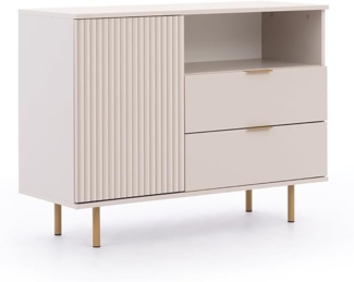 Lomadox Kommode NADOR-132, 107cm breit, Kaschmir, goldfarbene Metallgriffe und -füße