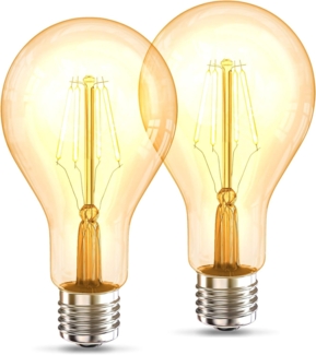 B.K.Licht LED-Leuchtmittel BK_LM1404 LED Leuchtmittel 2er Set E27 A75, E27, 2 St, Warmweiß, 2.200 K Edison Vintage Glühbirne Filament