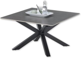 JANIN Couchtisch quadratisch, Grau - Moderner Wohnzimmertisch mit Keramikplatte und Metallgestell - 80 x 45 x 80 cm (B/H/T)