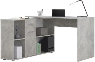 IDIMEX Schreibtisch Eckschreibtisch Carmen mit Regal 120x75x59 cm Winkelkombination in Betonoptik