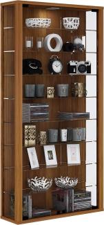 VCM Wandvitrine Sammelvitrine Glasvitrine Wand Vitrine Regal Schrank Glas ohne Beleuchtung Kern-Nussbaum "Vitrosa Maxi"