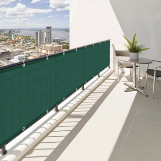 SUNNY GUARD Balkon Sichtschutz 90x400 cm Balkonverkleidung Balkonabdeckung Balkonumspannungen UV-Schutz Wind und wetterfest mit Kabelbinder,Green