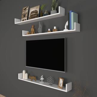 Wandregal Höganäs 3-tlg. 120x15x12cm Weiß [en. casa]