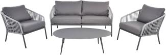 Loungegruppe CATTIVU inkl. 2 Sessel, 1 Sofa & Tisch in grau