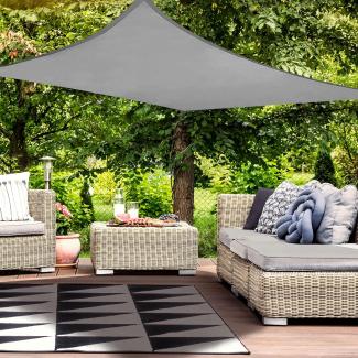 HAIKUS Sonnensegel Wasserdicht Rechteckig 4x5m Sonnenschutz Wasserabweisend Premium PES Polyester mit UV Schutz für Balkon Garten Terrasse Grau