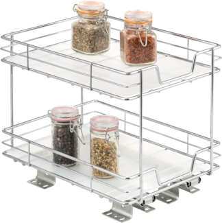 2-stöckiges Teleskop-Gewürzregal ausziehbar mit Einlegeboden aus verchromtem Metall