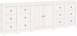 Sideboard Weiß 230 x 35 x 80 cm Massivholz Kiefer [3114085]
