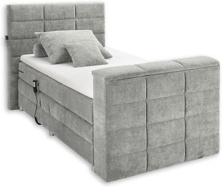 DENVER 6 Boxspringbett 120x200 elektrisch verstellbar, Schlamm - Bequemes Doppelbett mit motorisierter TV-Halterung - 134 x 123 x 240 cm (B/H/T)