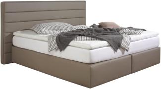 Maintal Boxspringbett Toulouse, 180 x 200 cm, Kunstleder, Bonellfederkern Matratze H2, Taupe