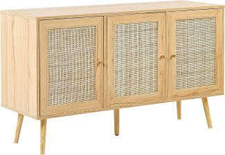 Sideboard Rattan hellbraun 3 Türen PEROTE