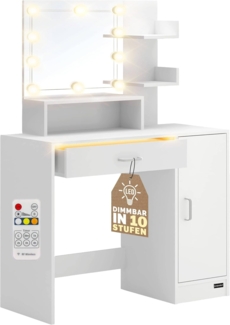 Casaria 'Jocelyn' Schminktisch mit LED, Holz weiß, 137 x 90 x 38 cm