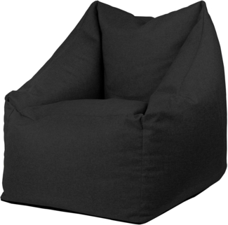 chilly pilley Sitzsack Sitzkissen Bodenkissen Sessel Gartenkissen Kissen Lounge mit Rückenlehne Sitz (Schwarz)