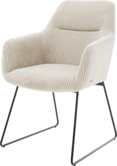 Esszimmerstuhl Pejo-Flex Cord Beige Kufengestell Schwarz Taschenfederkern