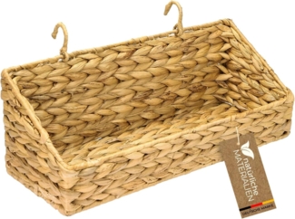 HMF Hängeaufbewahrung Hängekorb geflochten aus nachhaltiger Wasserhyazinthe, Aufbewahrungskorb zum Aufhängen, 40 x 15 x 15 cm