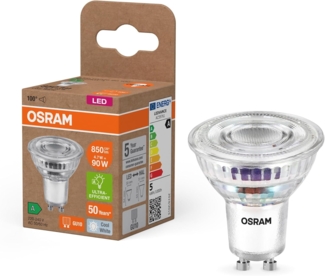 Osram Energy Class LED-Reflektor-Lampe PAR16 mit 4.7 W, 850 lm, kaltweiß (4000 K) aus bleifreiem Glas mit GU10 Sockel in der Energieeffizienzklasse A, 50 mm Durchmesser, IP20.