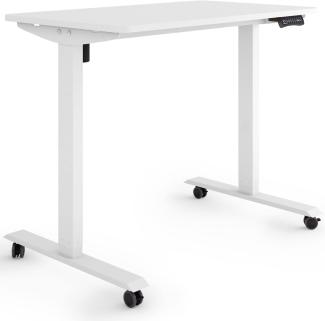 ESMART Germany ETX-121WW 100x60cm Weiß Ergonomischer Steh-Sitz-Schreibtisch auf Rollen Stufenlos elektrisch höhenverstellbar 78,5-128,5cm 3X Memory Aktivitätserinnerung Soft-Start/Stopp