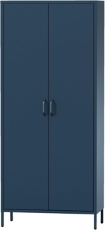 Jan Nowak Kleiderschrank 2 Türig, Metallschrank Glitzernd - Flavio | Ablagen, Kleiderstange, Magnetverschluss | Garderobenschrank für Schlafzimmer, Kinderzimmer | 80 x 185 x 45 cm | Dunkelblau