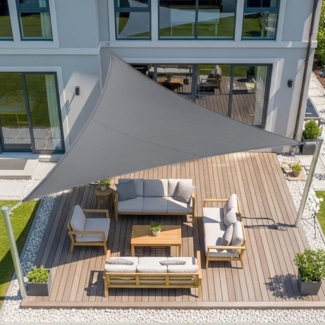LOVE STORY Sonnensegel Wasserdicht 5 x 5 x 5 m Dreieckig PES Polyester Sonnenschutz Windschutz Balkon Terrasse 95% UV-Schut,für Balkon Garten,Anthrazit