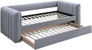 Vente-unique - Ausziehbett - 90 x 190 cm - Stoff - Grau - SAHONA