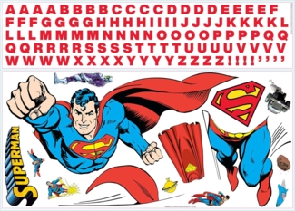 Wandaufkleber Superman Alphabet Vinyl Blau/Rot 126 Stk
