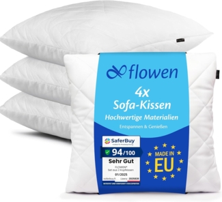 Kissen 40x40 Kopfkissen 4er Set Dekokissen für Bett und Sofa Innenkissen Hypoallergene Sofakissen Anti-Milben Weiche Zierkissen mit Kissenbezug Baumwolle und Polyest. Abnehmbar und Waschmaschinenfest