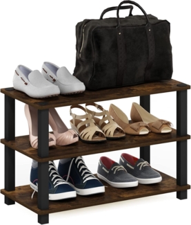 Furinno Turn-S-Tube Schuhregal mit 3 Ebenen, Bernsteinkiefer/Schwarz