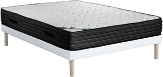 Vente-unique - Set aus Bettgestell + Schaumstoffmatratze - 160 x 200 cm - Bambusbezug - Stärke 25 cm - BERENDI von NATUREA