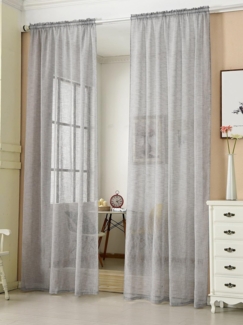 Woltu Gardine, Kräuselband (2 St), halbtransparent, 2er-Set mit Kräuselband Leinen Optik