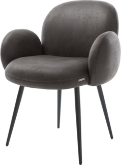 Esszimmerstuhl Nube-Flex mit Armlehnen Mikrofaser Anthrazit Vintage 4-Fuß konisch Schwarz Taschenfederkern