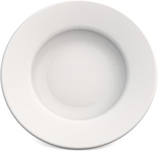 Ornamin Teller tief Ø 23,5 cm weiß, Melamin hochwertiger, stabiler Kunststoffteller robustes Alltags-Geschirr, Camping, Picknick, Gemeinschaftsverpflegung Speiseteller, Suppenteller
